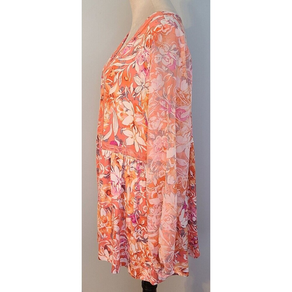 Torrid 3X Babydoll Fabric Mix Floral Super Soft Balloon Chiffon Sleeve Top Boho - Picture 5 of 16